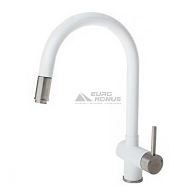 FABIANO Смеситель для кухни однорычажный с выносным шлангом FKM 47P SS Alpine White (8232.401.0238)